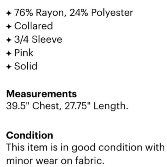 UNIQLO Button down 3/4 sleeve casual shirt medium peach cream - Picture 3 of 4